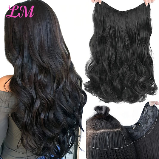 Synthetic Long Wave V-shaped Hair Extension Half Wig