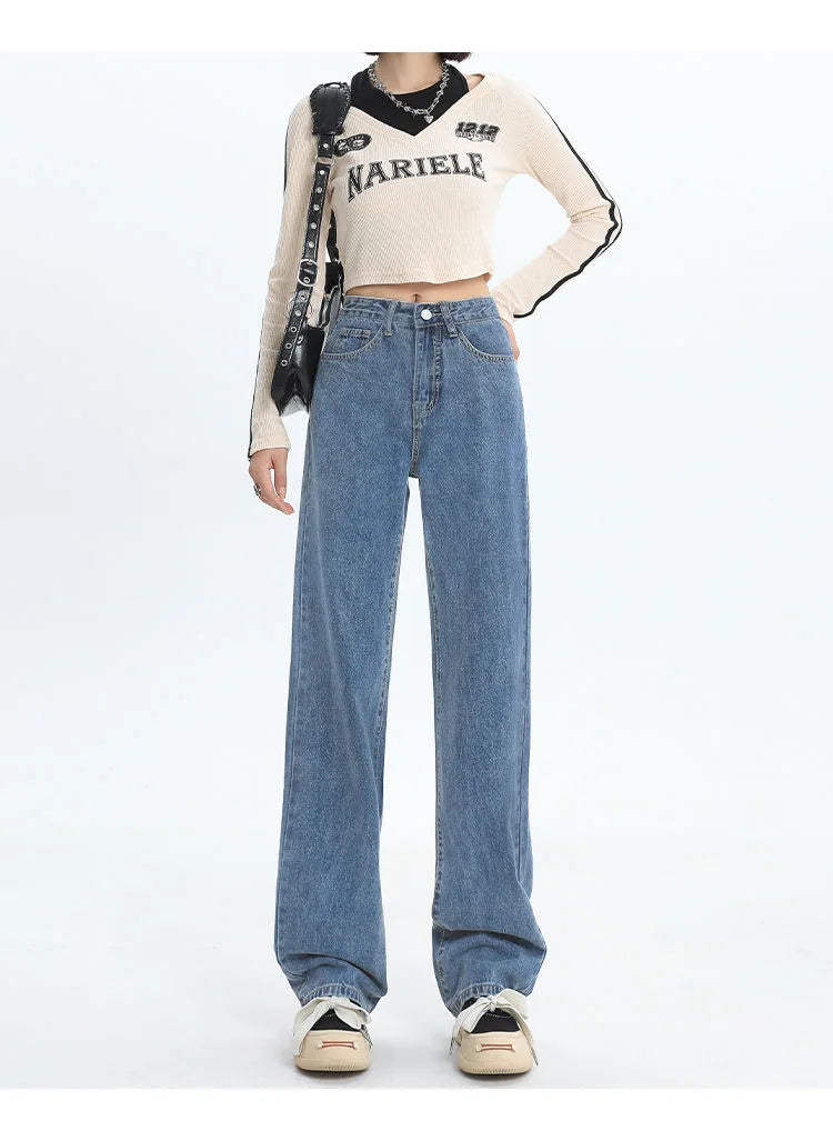 Spring And Summer New High Waisted Slim Jeans For Women Niche Casual Loose