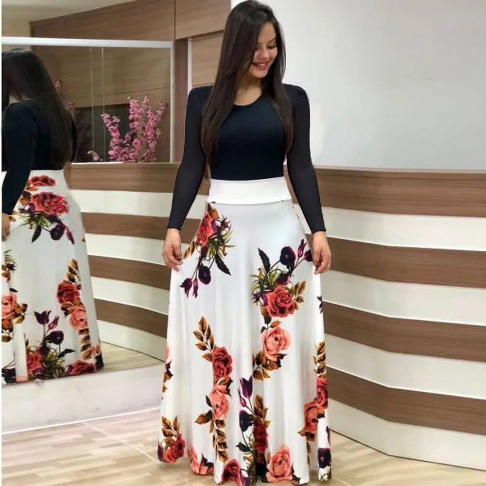 flower color matching dresses, long dresses, women's