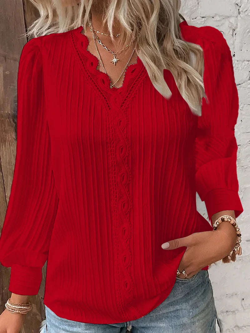 Women Shirt Chic Blouse V Neck