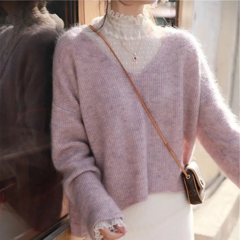 Blouse Summer Thin See Through Slim Bottoming Lace Long Flare Sleeved Tops