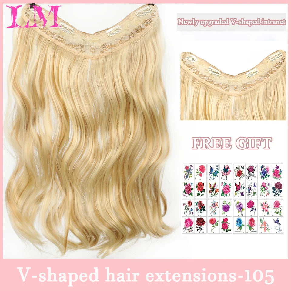 Synthetic Long Wave V-shaped Hair Extension Half Wig