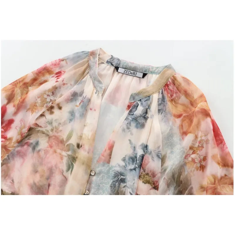 Print Long Dress With Belt For Women Autumn Fashionable Long Sleeved Loose Casual Elasticated Waist Female