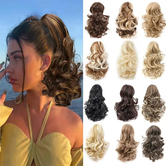 Curly Ponytails Hair Clip In Wavy Ponytails Short