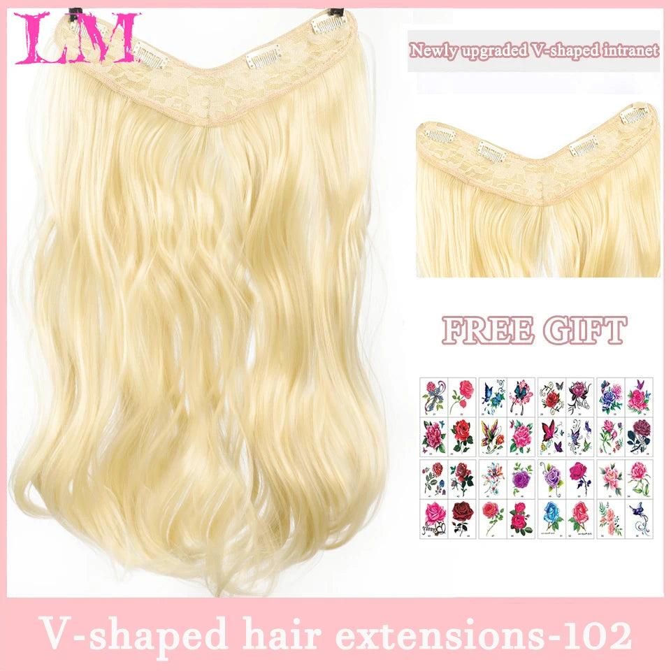 Synthetic Long Wave V-shaped Hair Extension Half Wig