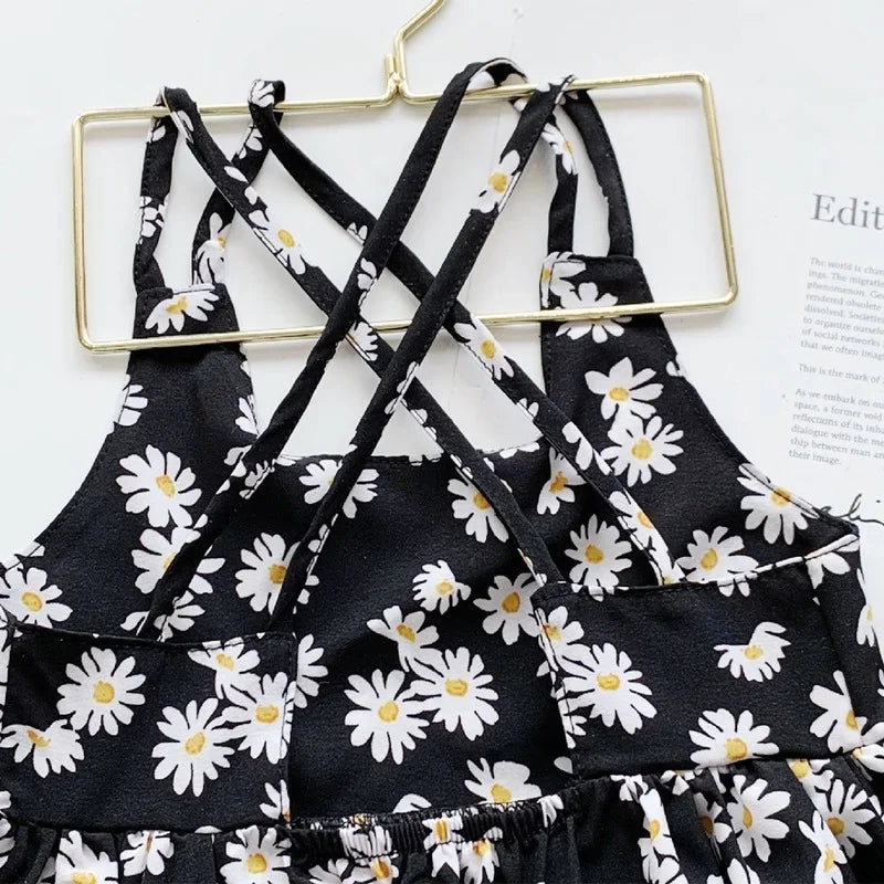 Girls Casual Dresses Little Daisy Printed Slip Sleeveless Dress