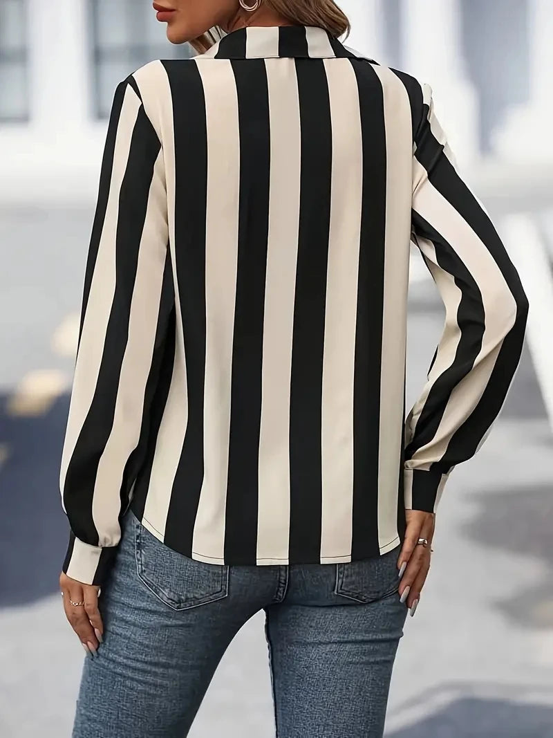2025 Spring Summer Women's Elegance Striped Print Shirt