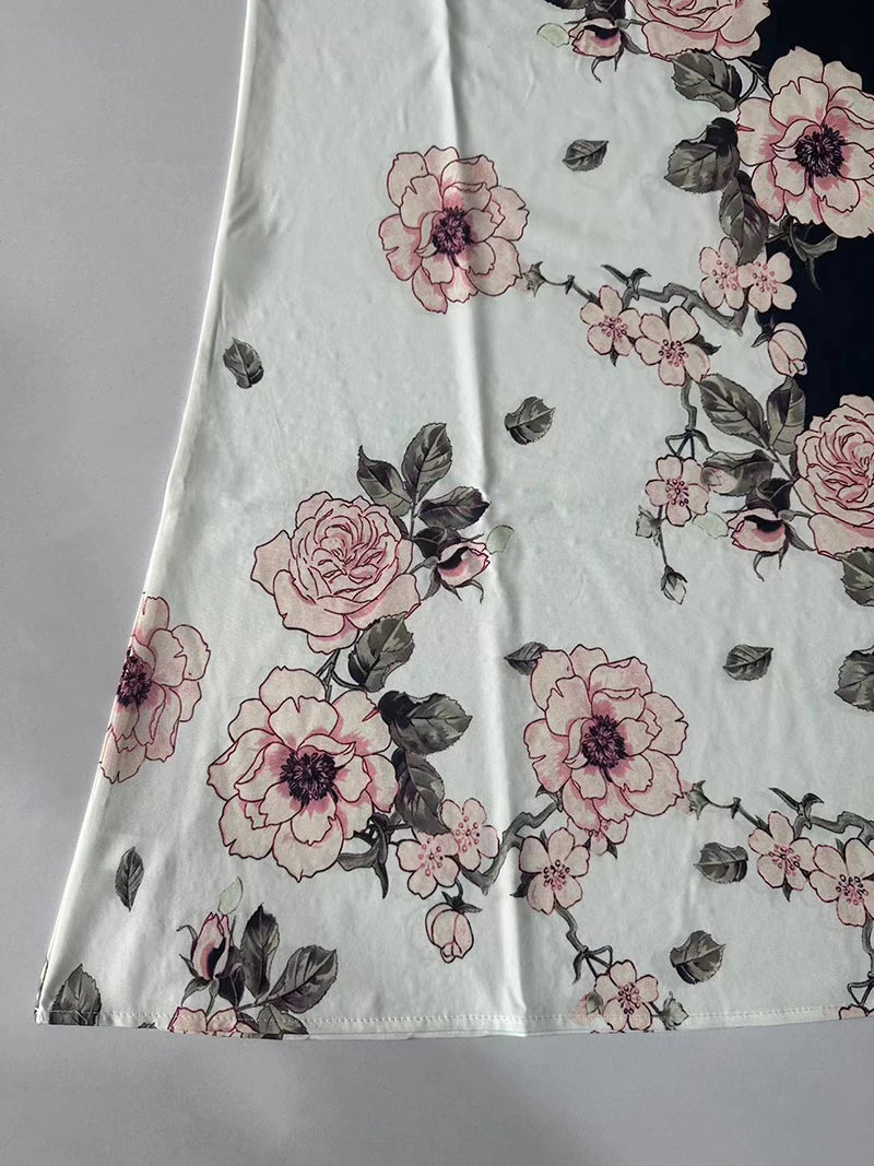 Women's New Dress V-neck Sleeveless Sexy Printed Large Hem Foreign Trade Dress