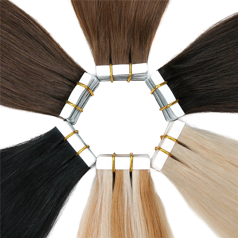 Hair Extensions Human Hair Real Natural Hair Skin Weft Straight Remy 100% Human Hair Extension