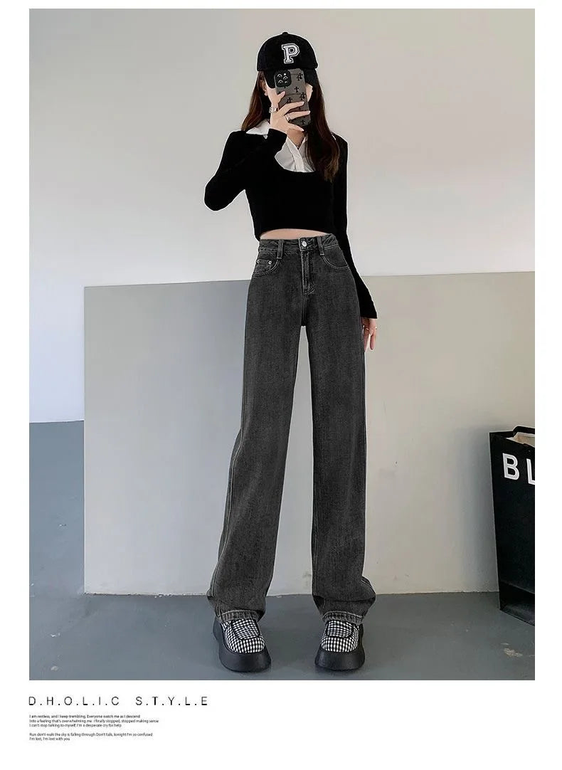 Spring And Summer New High Waisted Slim Jeans For Women Niche Casual Loose