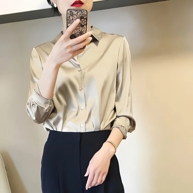 All-match Satin Finish Shirts And Blouses Women