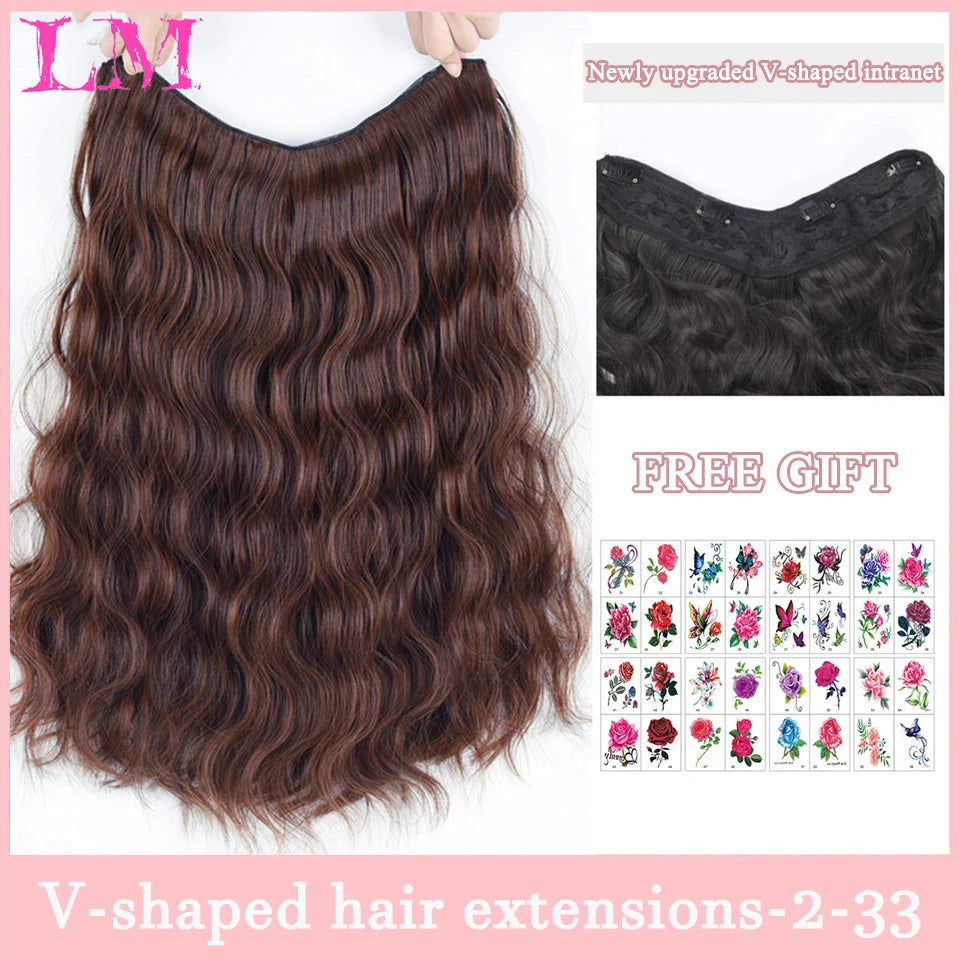 Synthetic Long Wave V-shaped Hair Extension Half Wig
