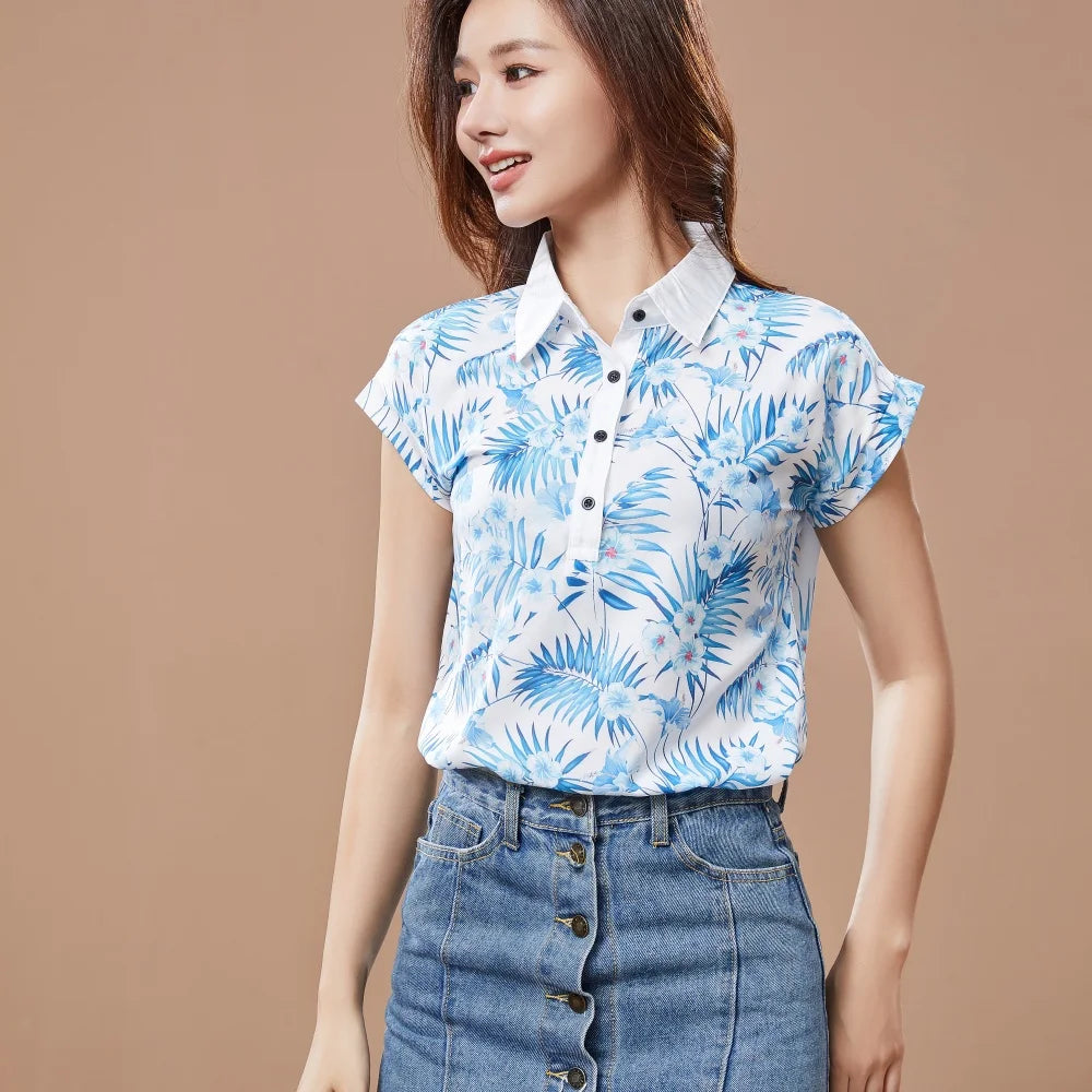 Spring Summer Style Chiffon Blouses Shirt Lady Casual
