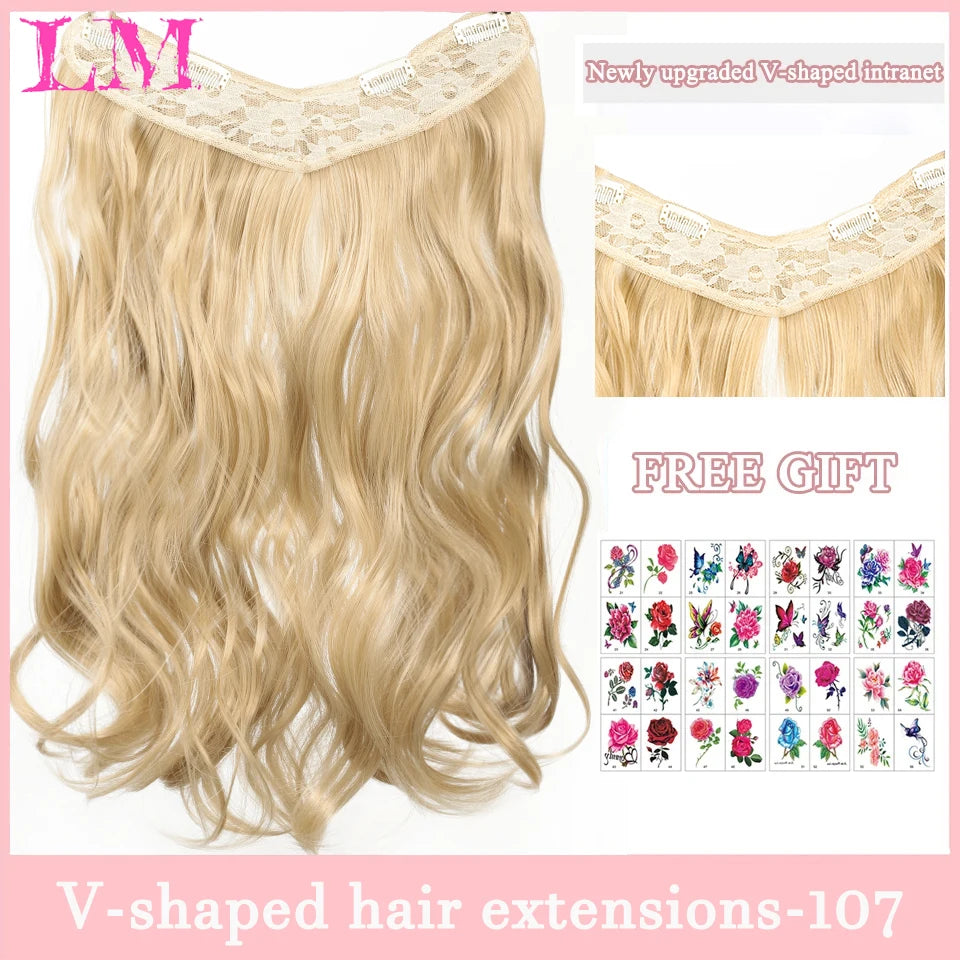 Synthetic Long Wave V-shaped Hair Extension Half Wig