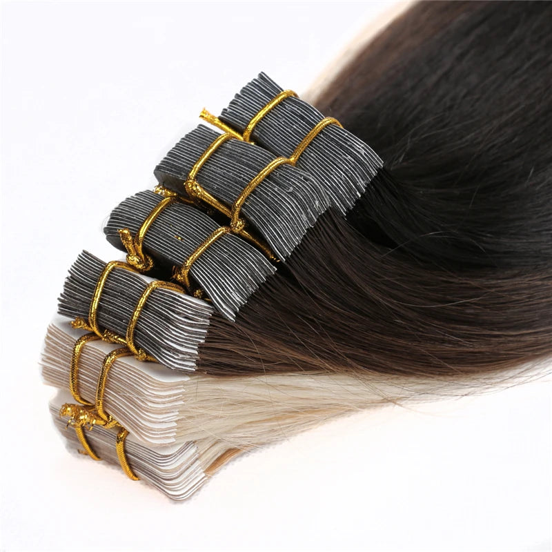 Hair Extensions Human Hair Real Natural Hair Skin Weft Straight Remy 100% Human Hair Extension