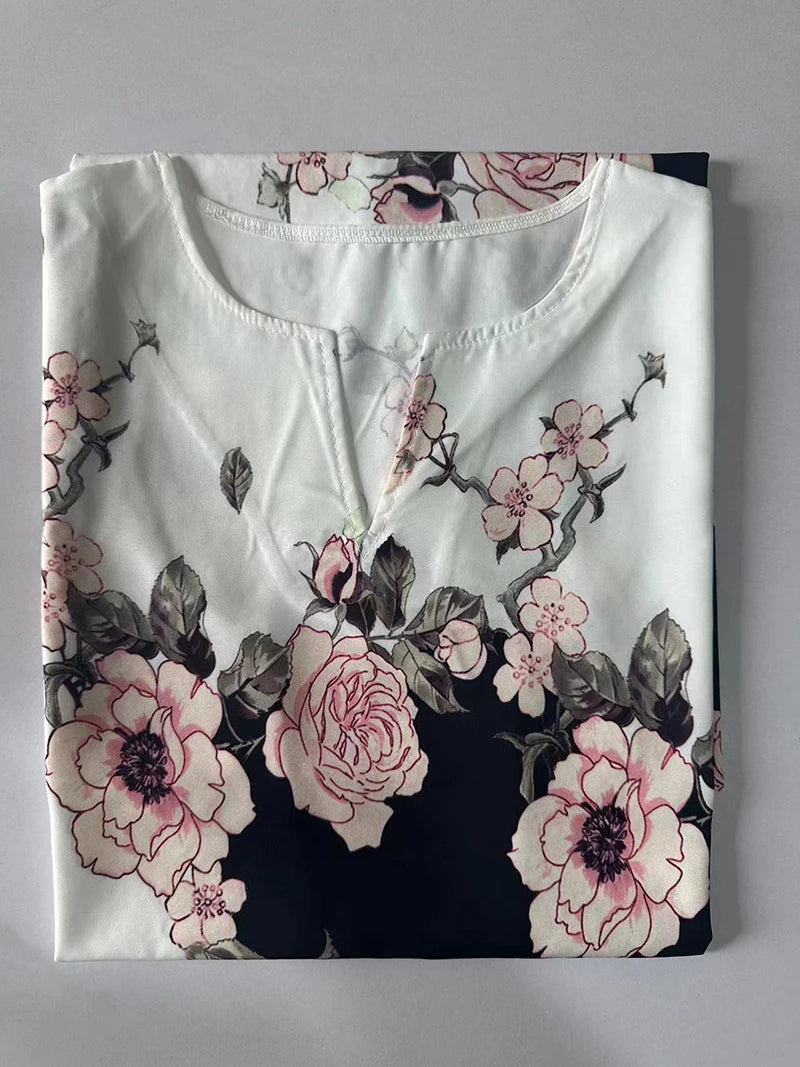 Women's New Dress V-neck Sleeveless Sexy Printed Large Hem Foreign Trade Dress