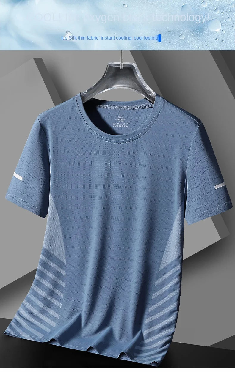 T-shirt Men Summer Ice Silk Thin Top