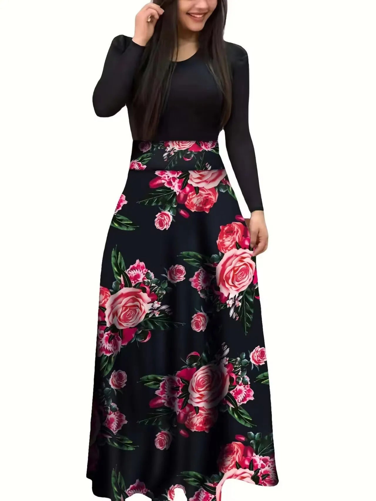 flower color matching dresses, long dresses, women's