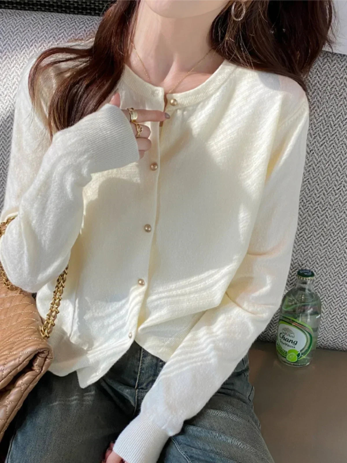 Solid Color Knitted for Women Cardigan Korean