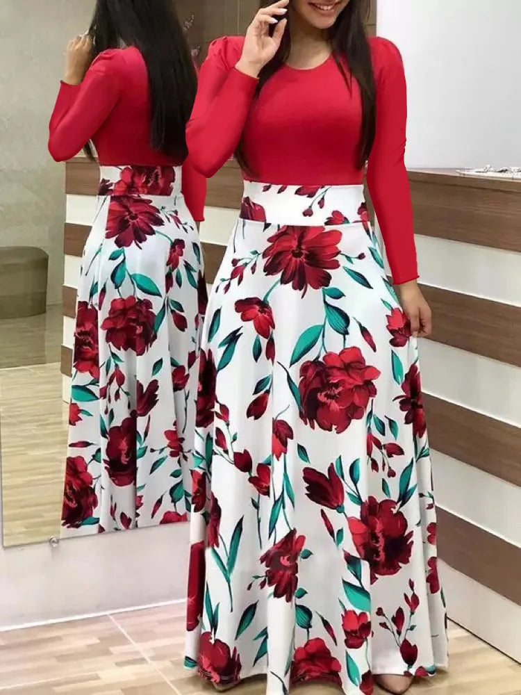 flower color matching dresses, long dresses, women's