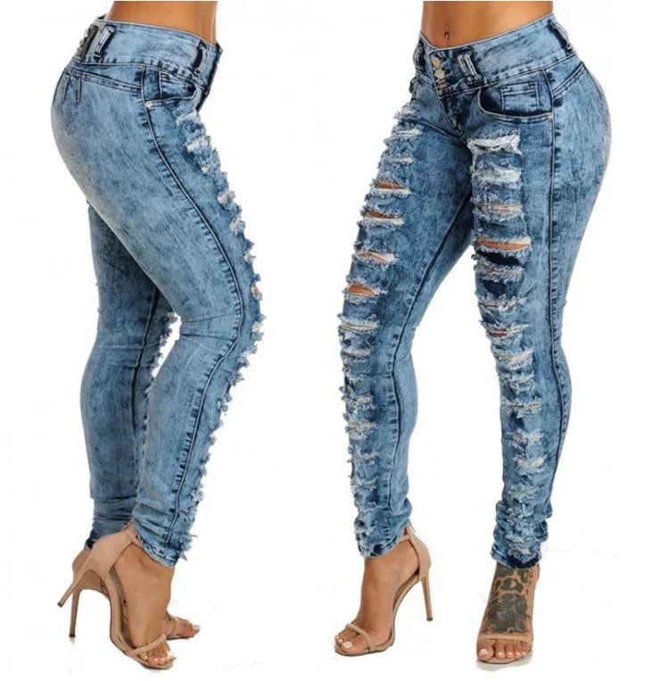 Jeans Ankle Length Women Pencil Denim Hole Pants