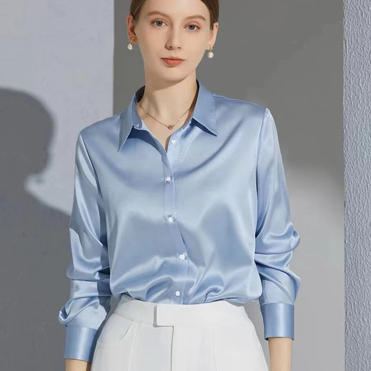 All-match Satin Finish Shirts And Blouses Women