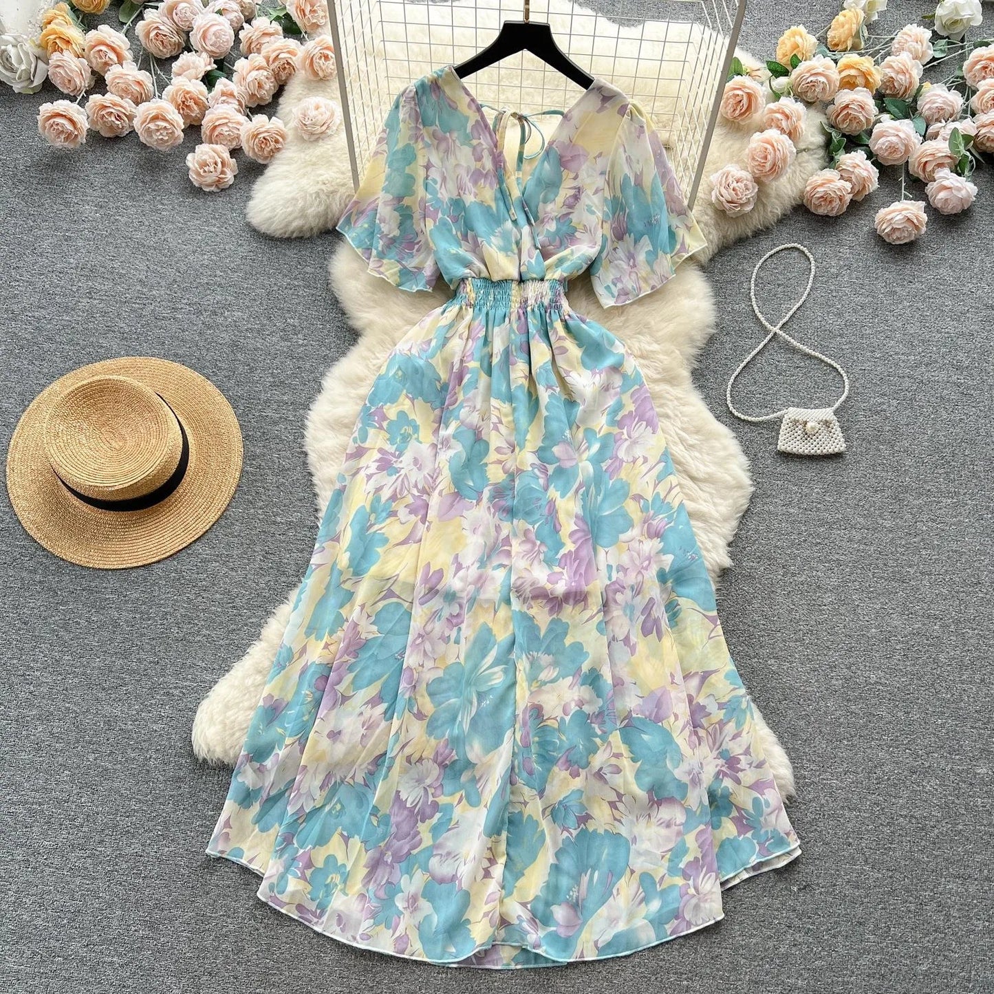 Women Chiffon Floral Long Dress