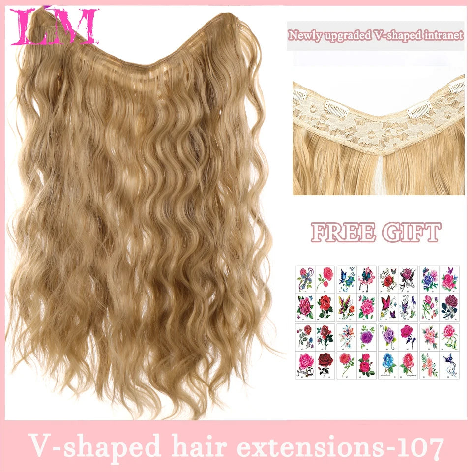 Synthetic Long Wave V-shaped Hair Extension Half Wig