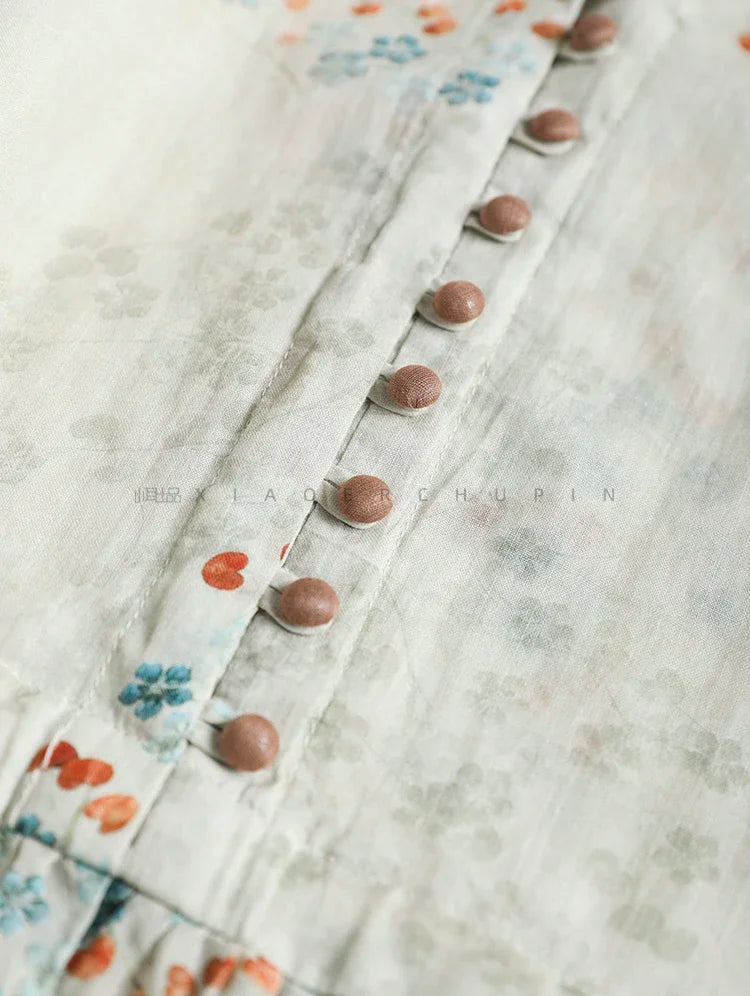 Summer Dress Women 2025 Long Print Elegant Clothing Vintage Elastic Waist Korean