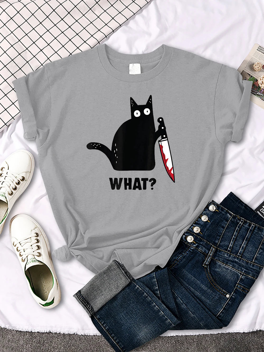 Funny Cat Printing Tshirts Women Street Hip Hop Clothes