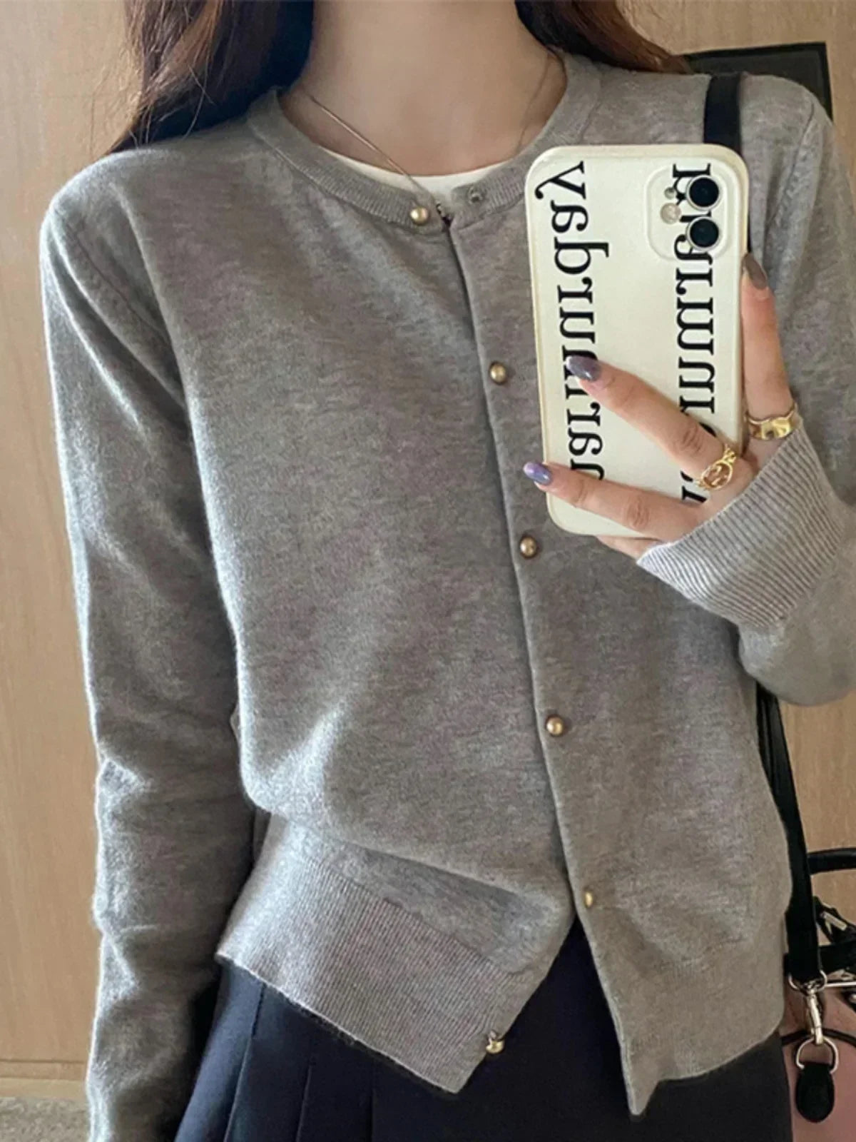 Solid Color Knitted for Women Cardigan Korean
