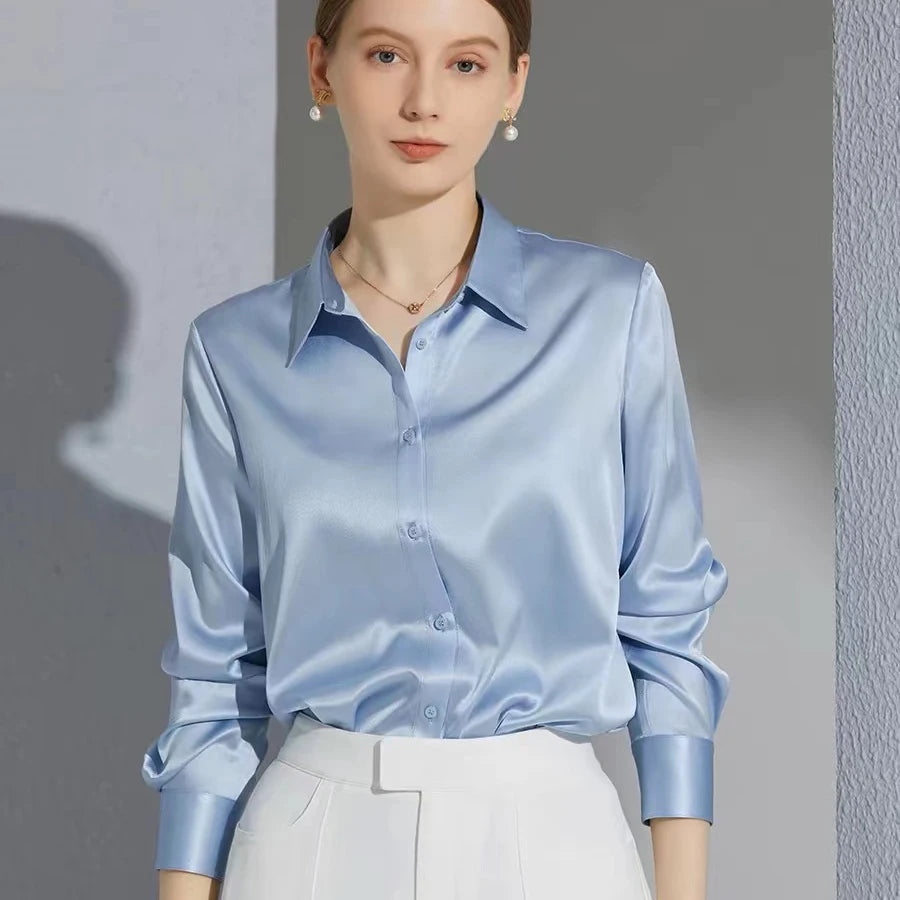 All-match Satin Finish Shirts And Blouses Women