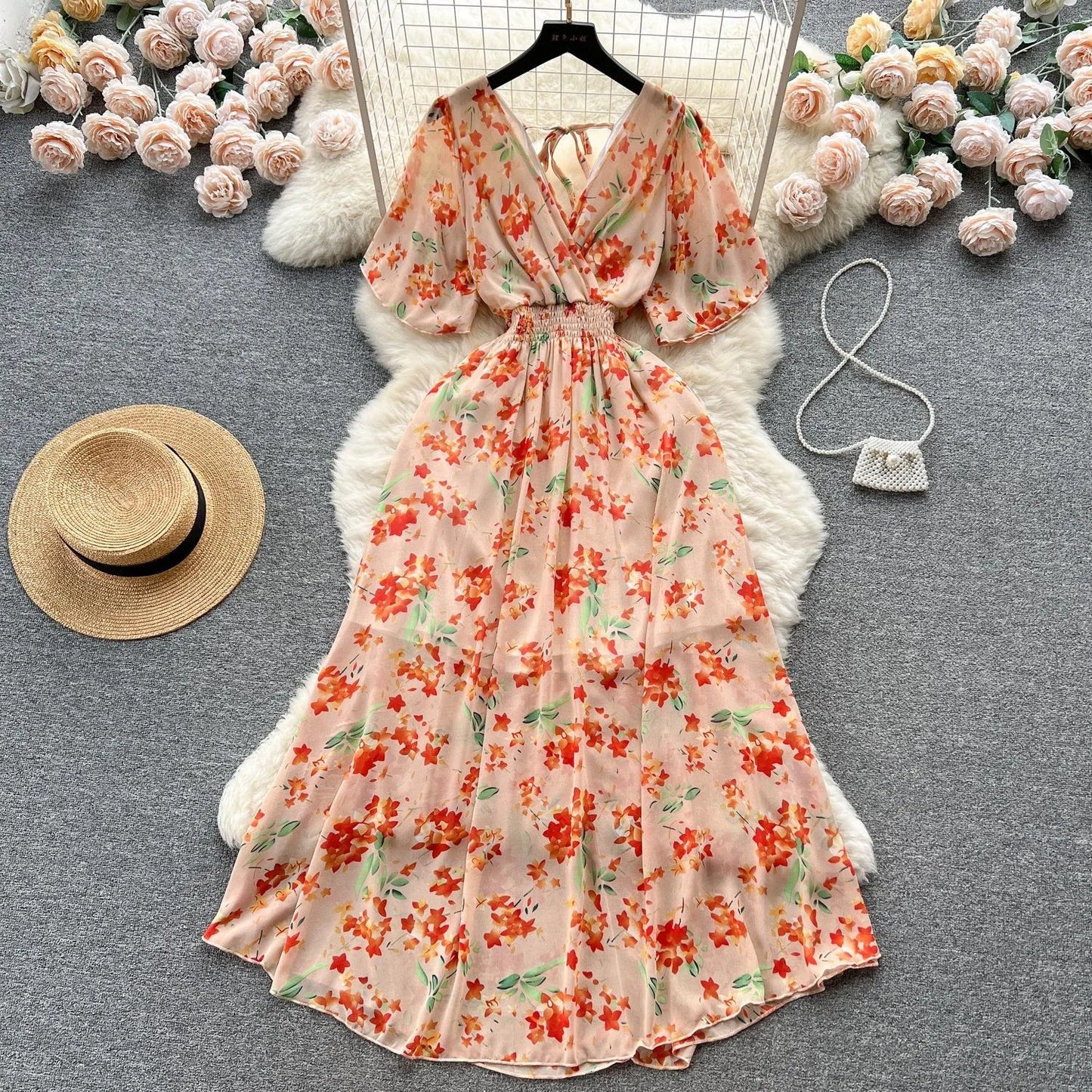 Women Chiffon Floral Long Dress