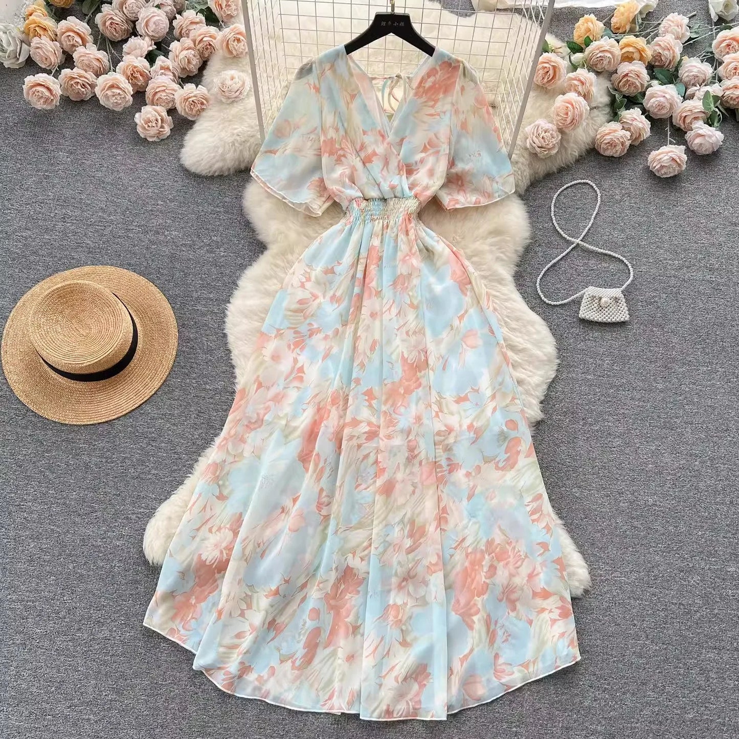 Women Chiffon Floral Long Dress