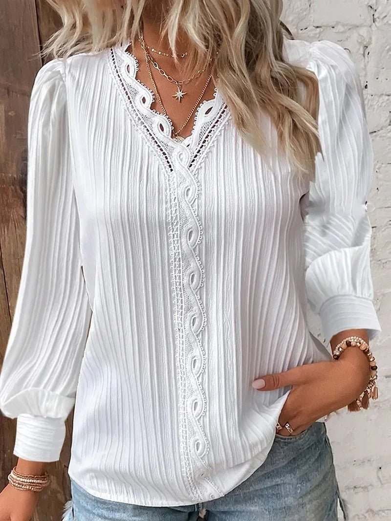 Women Shirt Chic Blouse V Neck