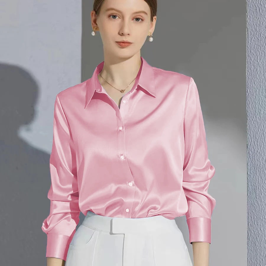 All-match Satin Finish Shirts And Blouses Women