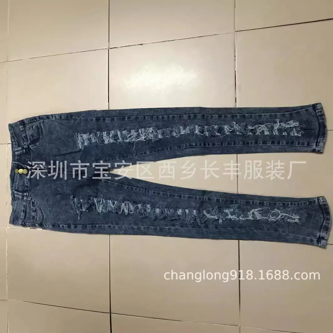 Jeans Ankle Length Women Pencil Denim Hole Pants
