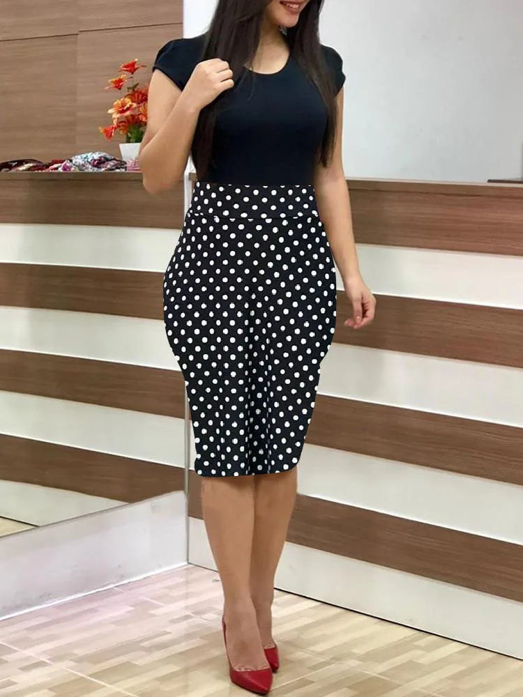 New Colored Flower Wrapped Hip Short sleeved Dress for Women