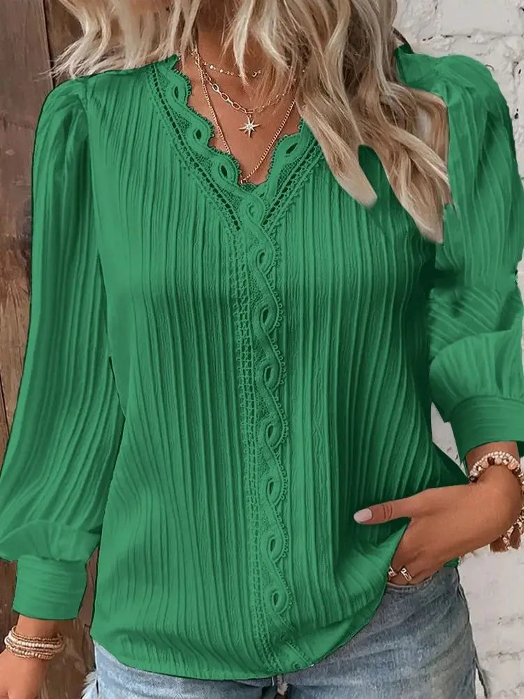 Women Shirt Chic Blouse V Neck
