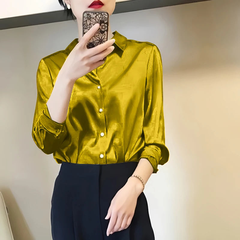 All-match Satin Finish Shirts And Blouses Women