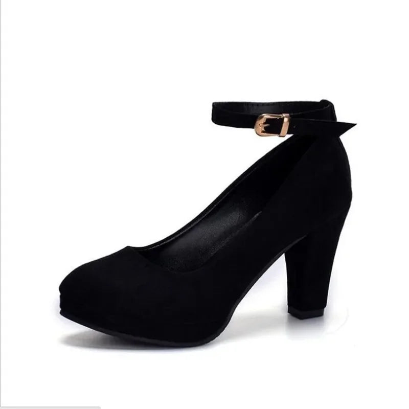 Spring Women Pumps Flock Sweet Thick High Heels