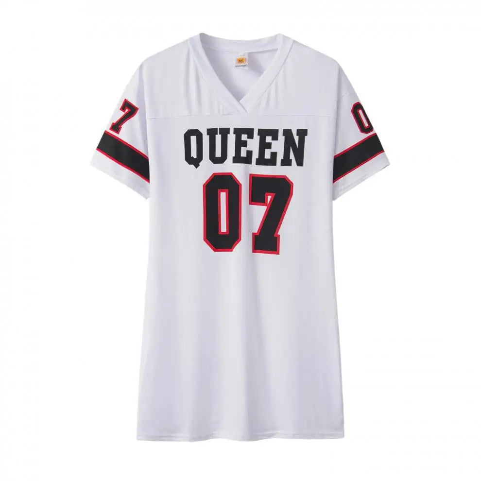 2024 New Fashion V-Neck Queen Letters Print Dress