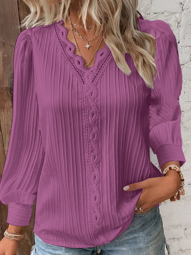 Women Shirt Chic Blouse V Neck