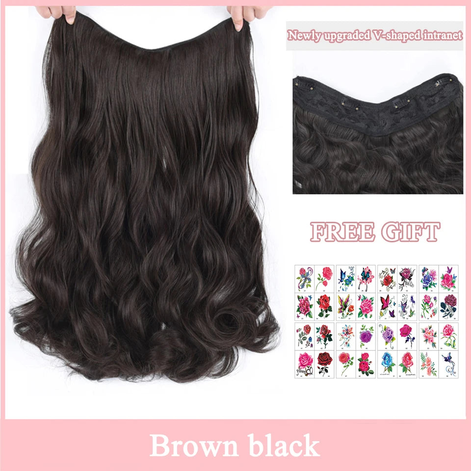 Synthetic Long Wave V-shaped Hair Extension Half Wig