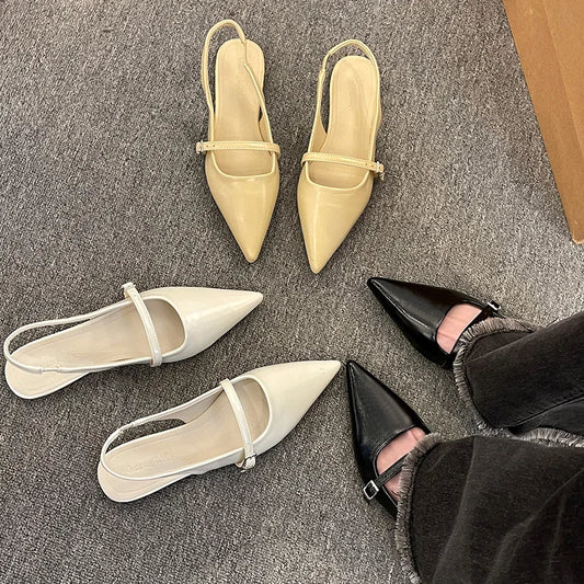 2025 Spring Black Ballet Flat Shoes Women Sandals