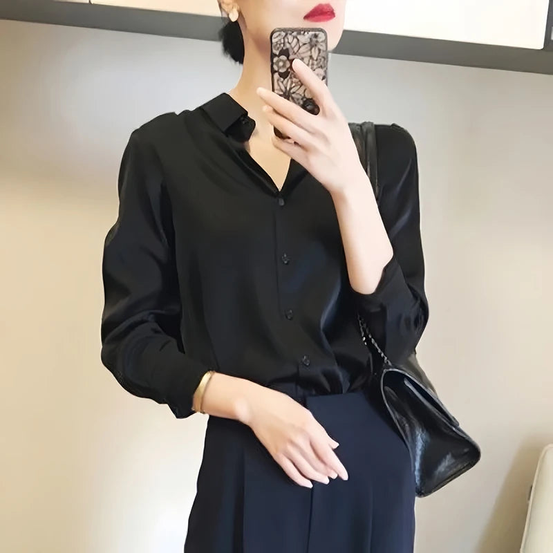 All-match Satin Finish Shirts And Blouses Women